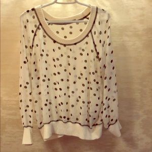 White sheer polka dotted blouse